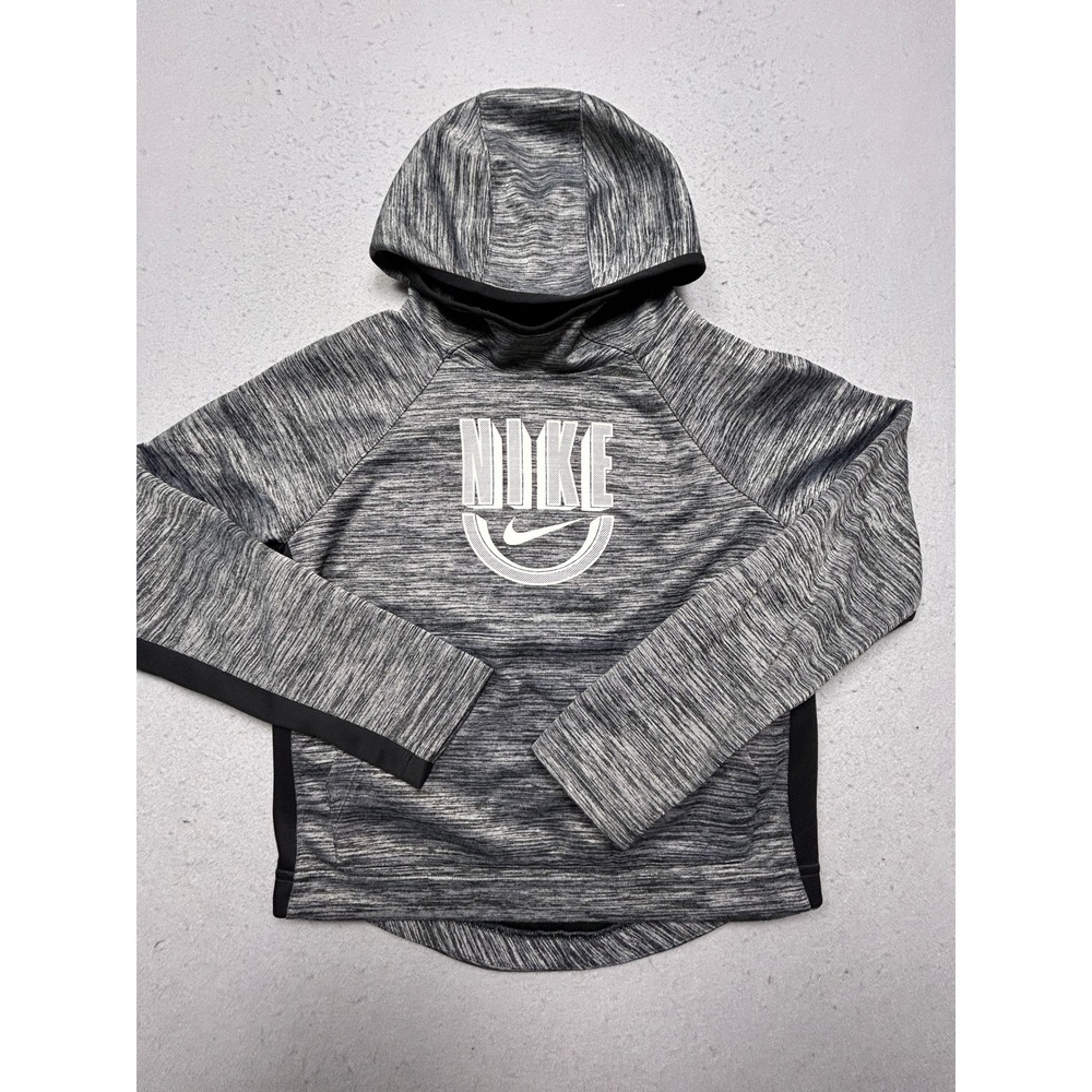 Nike Dri-FIT Hoodie Polyester Space Dye Gray Black Large Boys